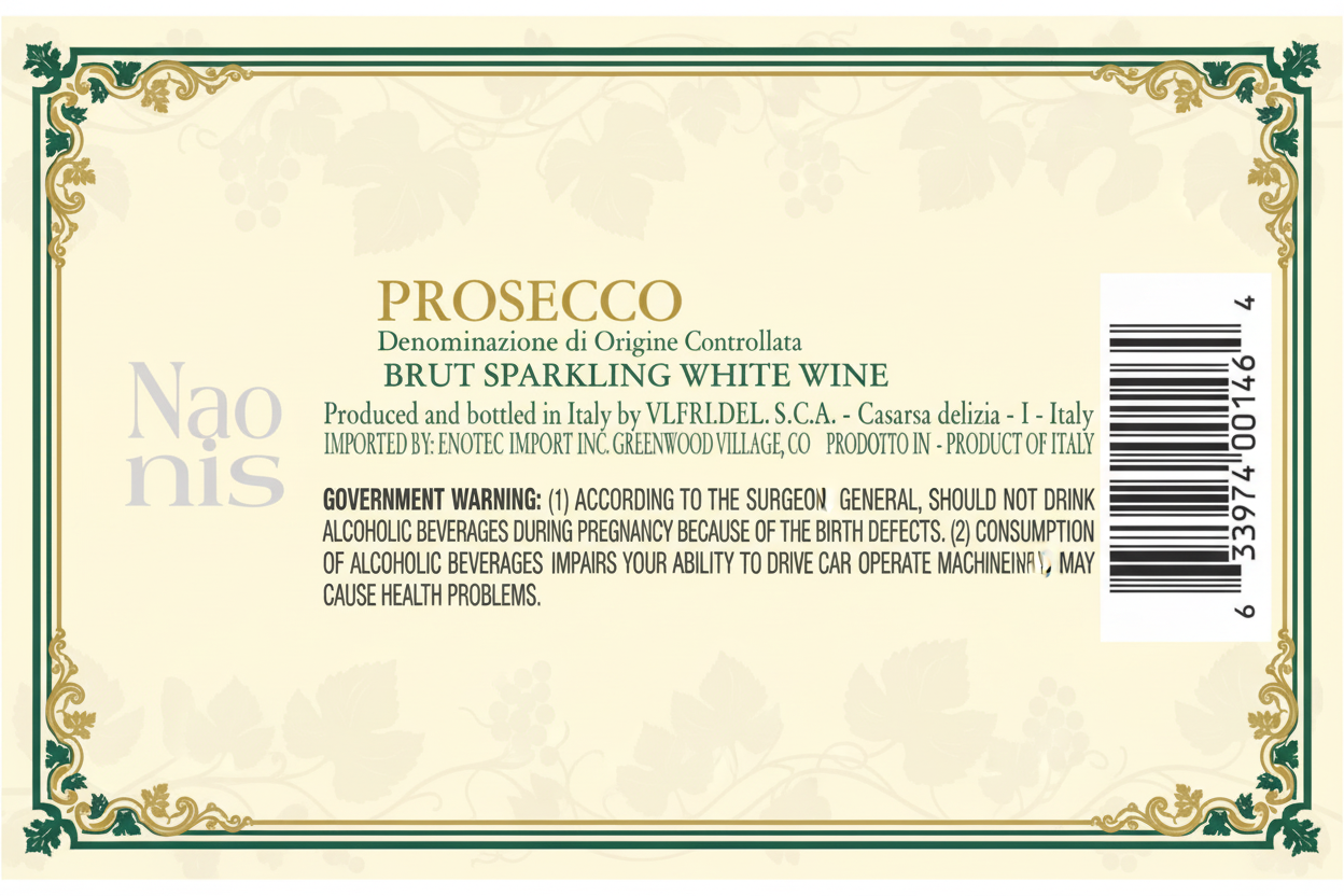 PROSECCO doc NAONIS ExtraDry cl 75 - cartone da 6 btg